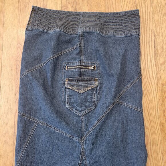 Bisou Bisou Denim Skirt 8 Blue Fishtail Stretch Mermaid Trumpet Whimsygoth - Picture 7 of 7